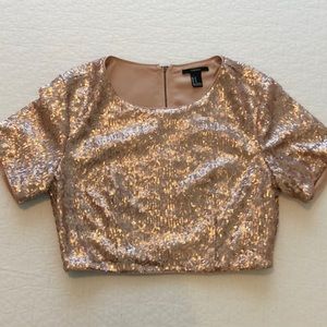 Sequin gold crop top